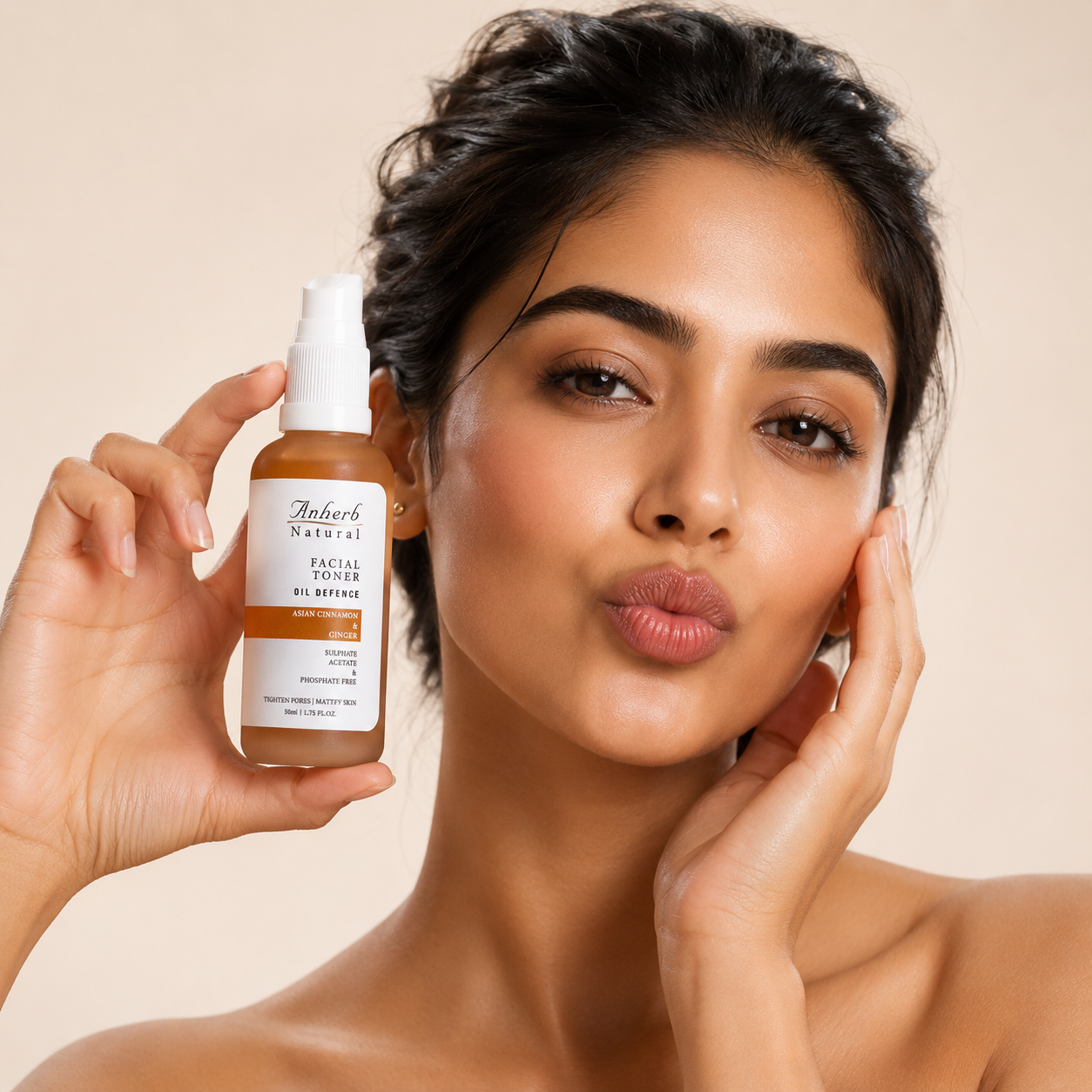Anherb Natural Oil Defence Facial Gel Toner - 50 ml | Asian Cinnamon & Ginger | Oil Control, Pore Tightening