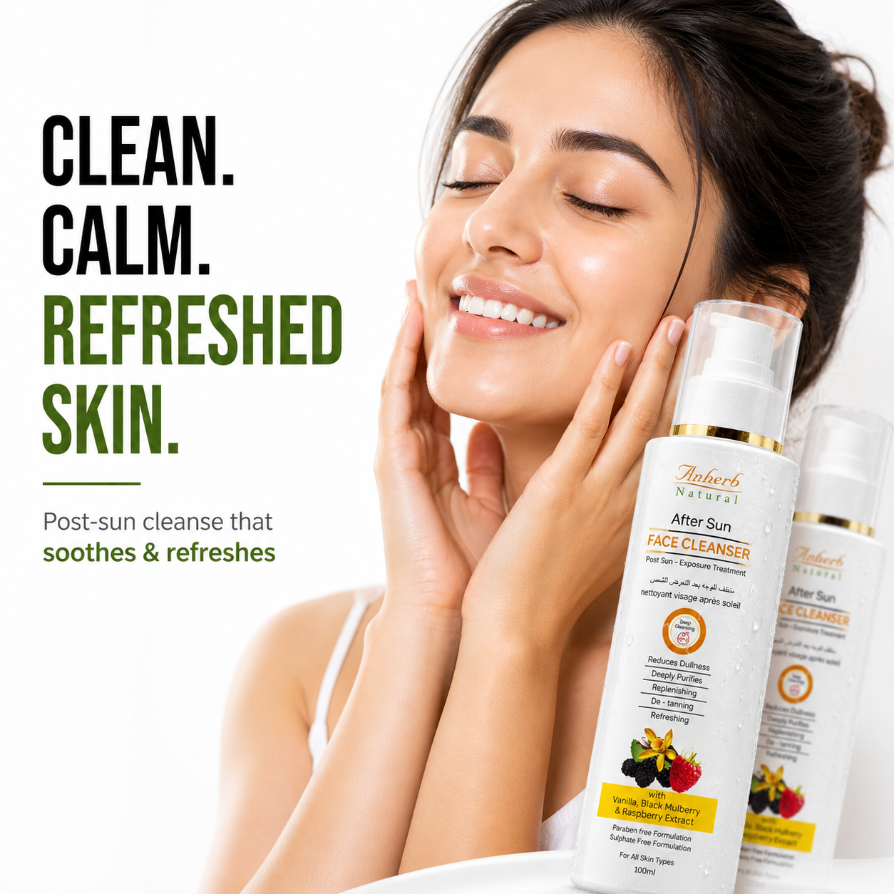 Anherb Natural After Sun Face Cleanser | Paraben Free | Wash For Brighter And Glowing Skin | All Skin Types | 100 ml
