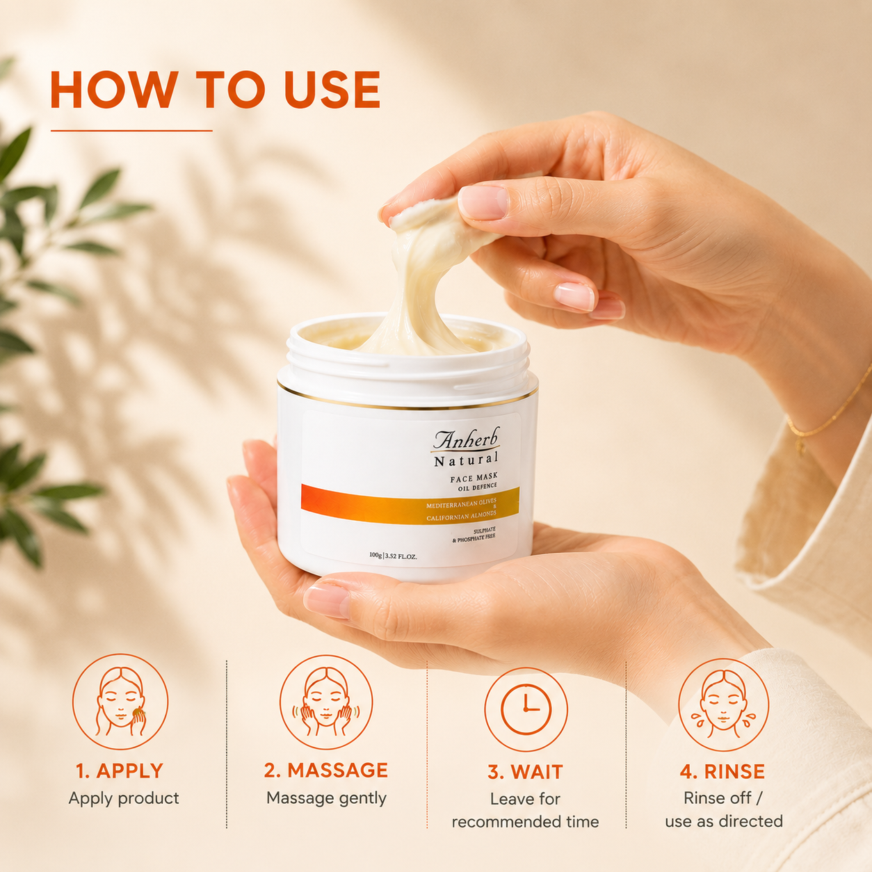 Anherb Oil Defence Face Mask | Deep Cleansing Clay Mask for Oily & Acne-Prone Skin | 200gm