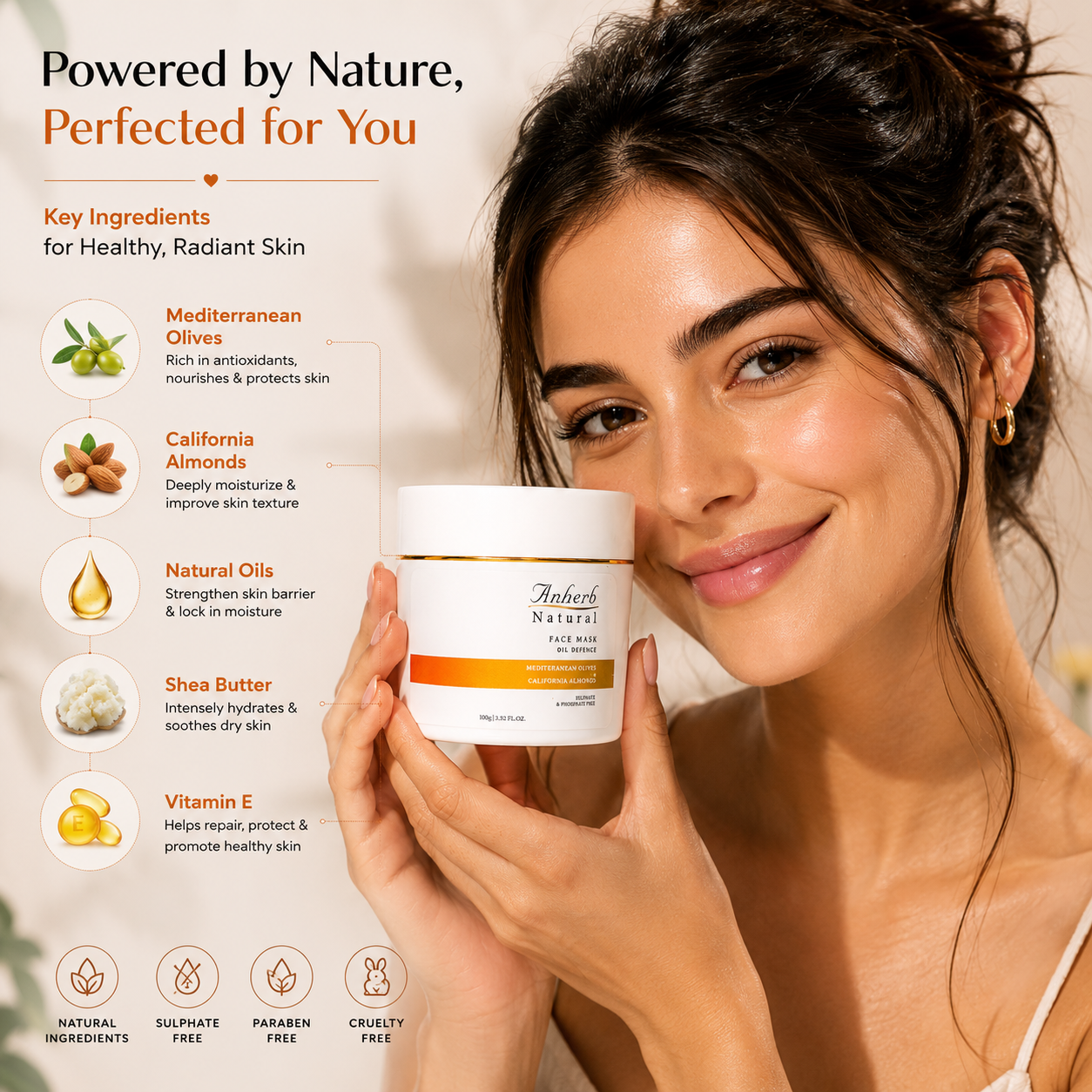 Anherb Oil Defence Face Mask | Deep Cleansing Clay Mask for Oily & Acne-Prone Skin | 200gm