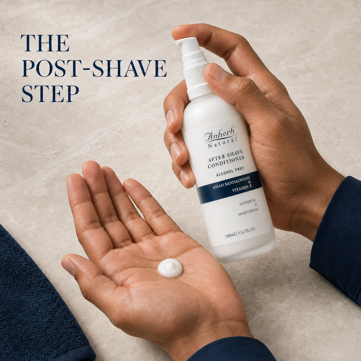 The post-shave step - applying Anherb After Shave Conditioner