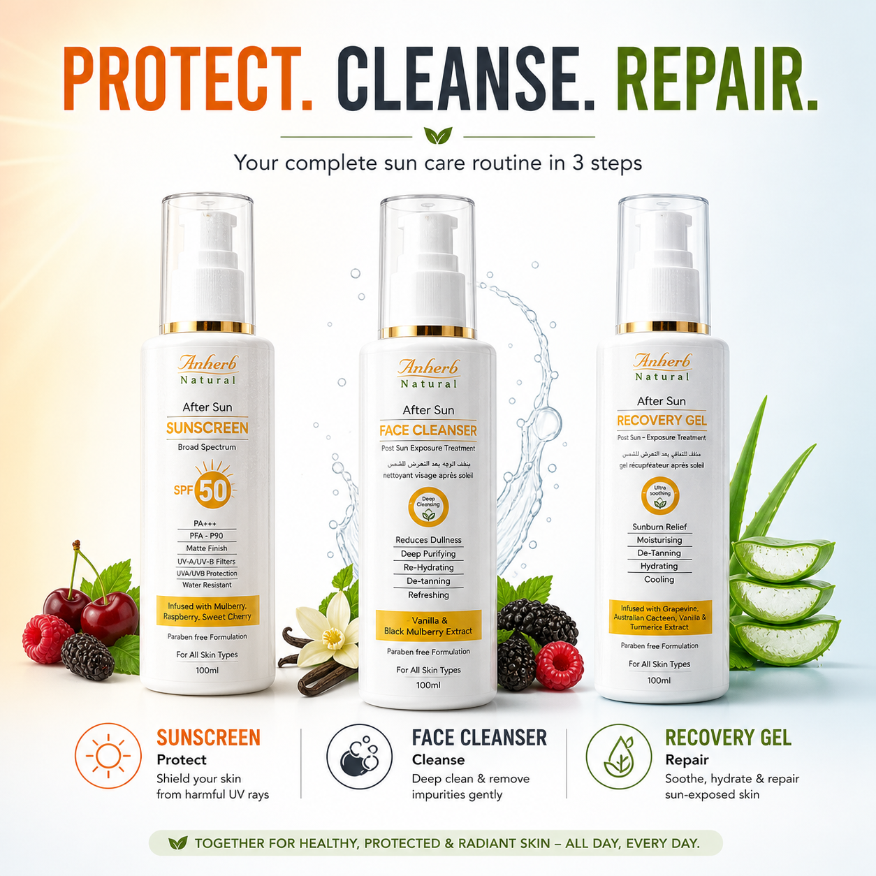 Complete sun protection combo — pack of 3