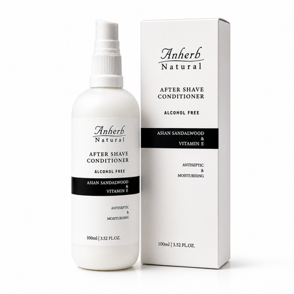 Anherb Natural Premium After Shave Conditioner - 100ml | Asian Sandalwood &amp; Vitamin E Formula | Alcohol-Free, Antiseptic, Anti-Inflammatory