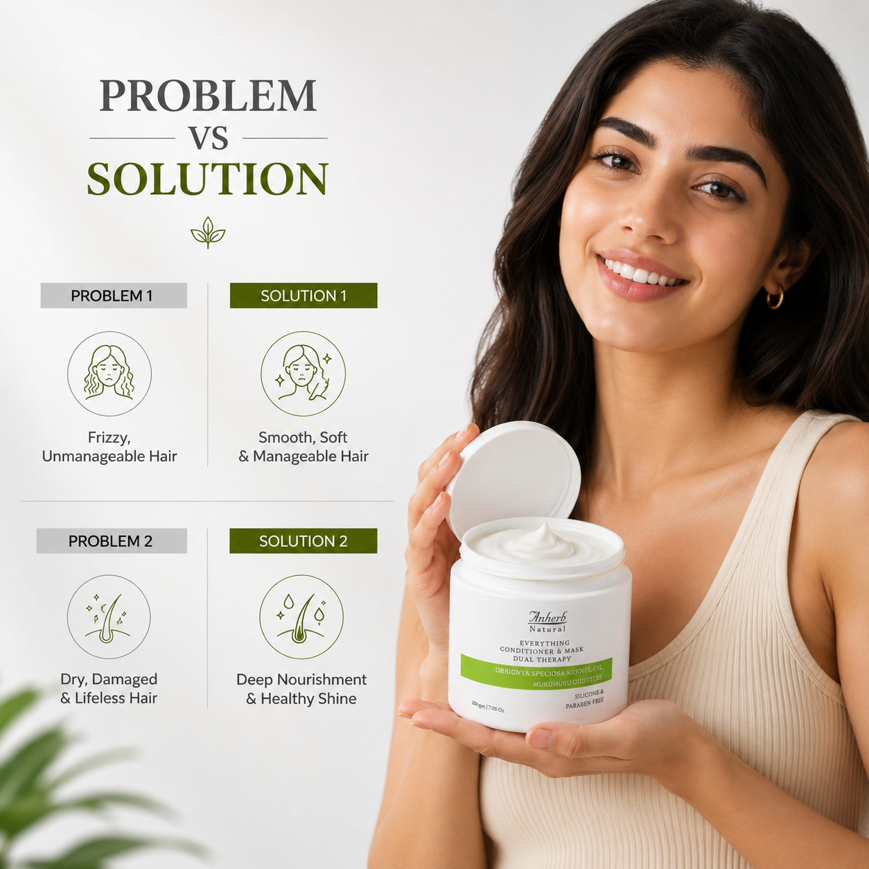 Anherb Everything Conditioner | Hydrating &amp; Detangling Conditioner for Soft, Smooth Hair | 200gm