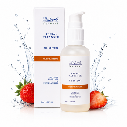 Anherb Natural Oil Defence | Gel Based Facial Cleanser - 50 ml | Wild Strawberry&