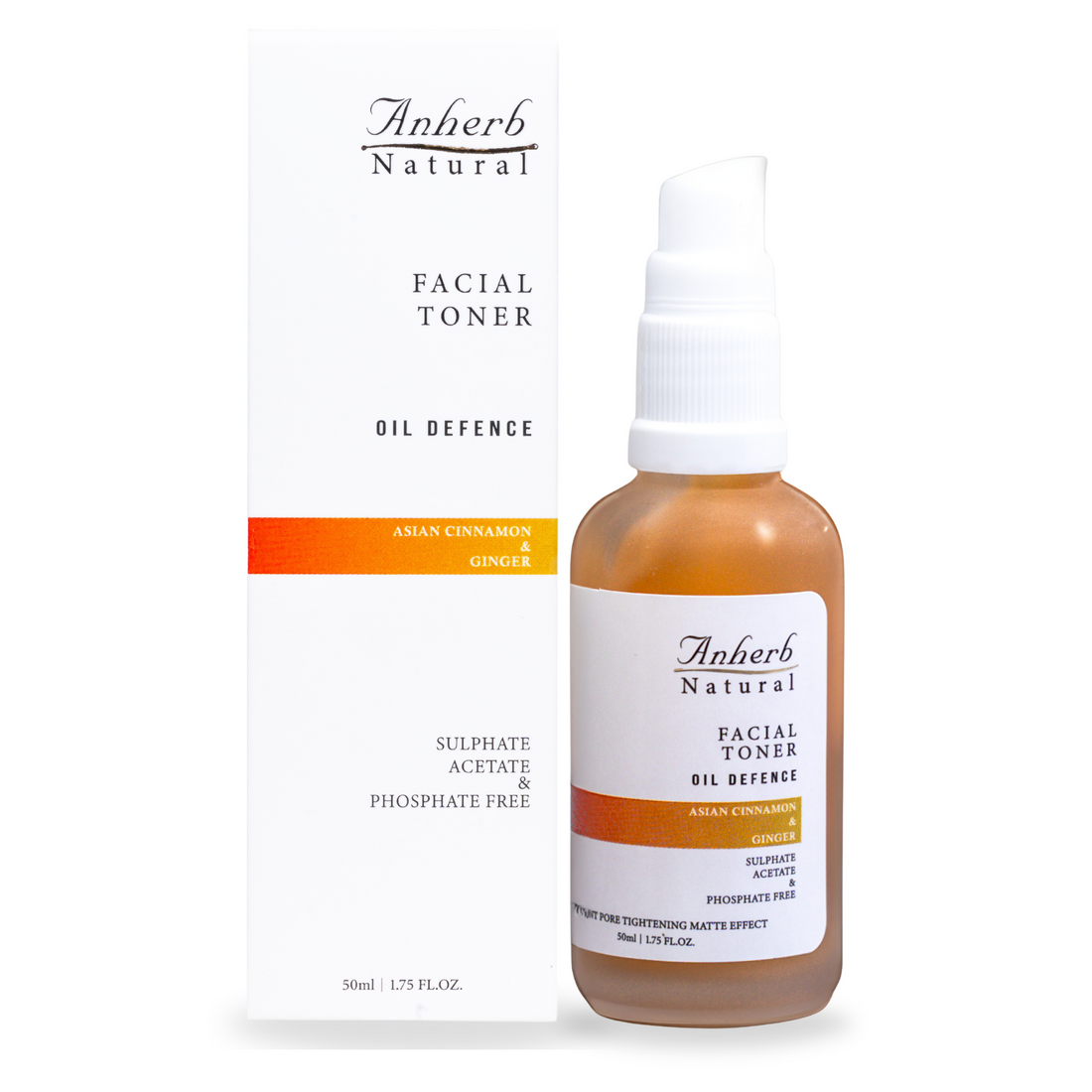 Anherb Natural Oil Defence Facial Gel Toner - 50 ml | Asian Cinnamon &amp; Ginger | Oil Control, Pore Tightening