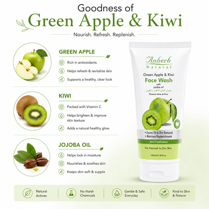 Anherb Green Apple &amp; Kiwi Face Wash | 100ml