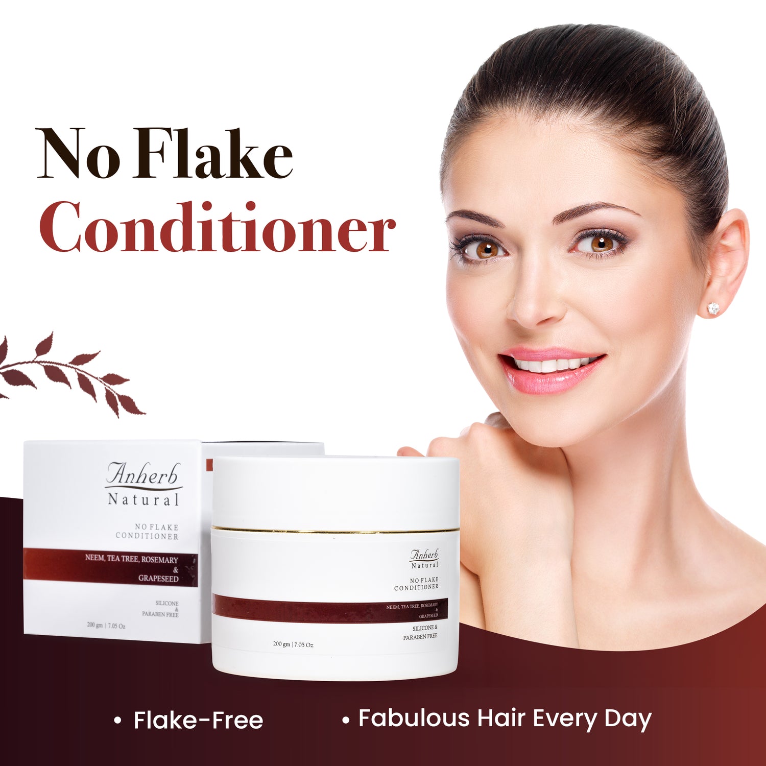 Anherb No Flake Conditioner | Combat Dandruff with Neem, Tea Tree, Rosemary, and Grapeseed Extracts |Anti-Dandruff Hair Conditioner