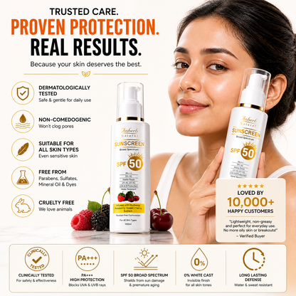 Anherb SPF 50 Sunscreen Lotion, UVA &amp; UVB Protection| Broad Spectrum PA+++ Sunscreen | 100ml