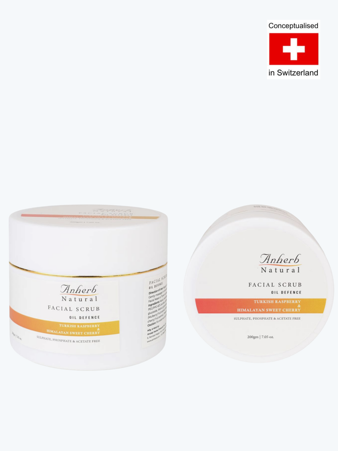 Anherb Natural Oil Defence Facial Scrub With Turkish Raspberry &amp; Himalayan Sweet Cherry For Control Oil + Removing Impurities