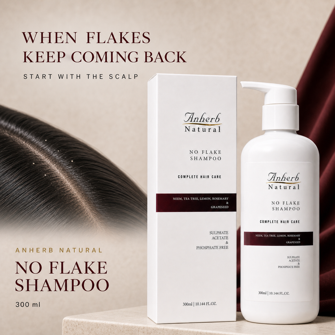 ANHERB Natural No Flake Shampoo for visible flakes and scalp build-up