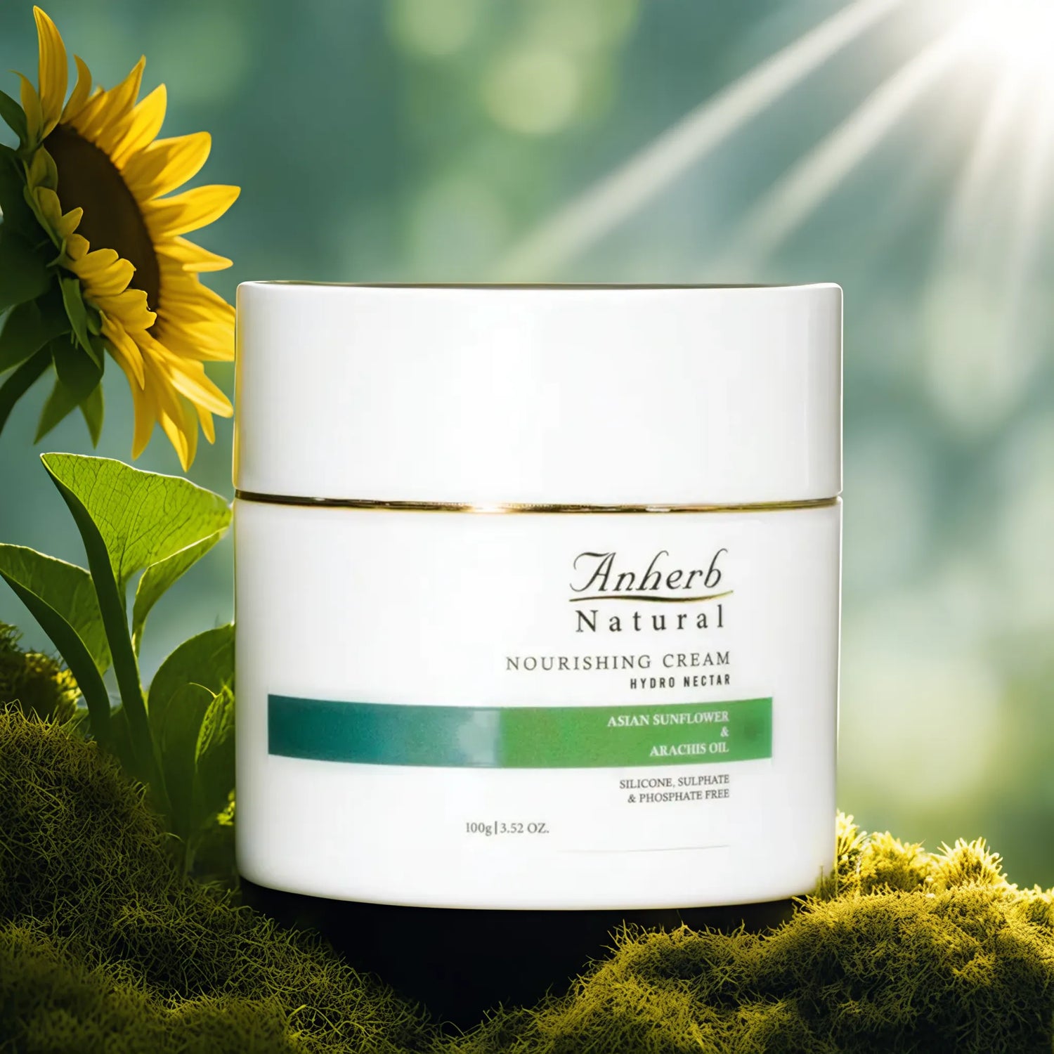 Anherb Natural Hydro Nectar Nourishing Cream - 100g | Sunflower Oil, Arachis Oil, Milk, Honey &amp; Shea Butter