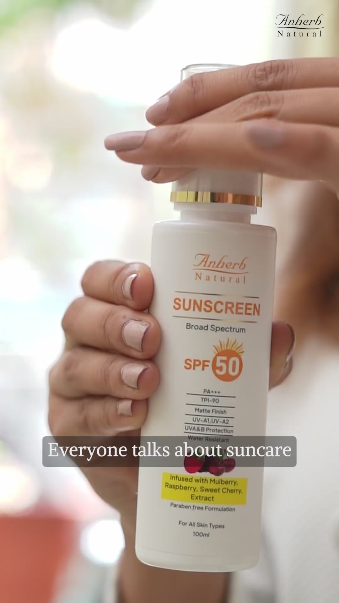 Anherb SPF 50 Sunscreen Lotion, UVA &amp; UVB Protection| Broad Spectrum PA+++ Sunscreen | 100ml
